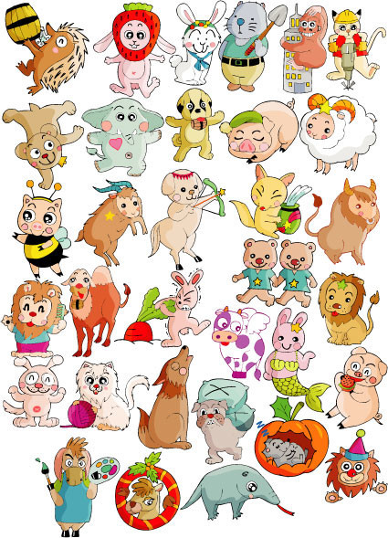矢量-各类卡通动物图片