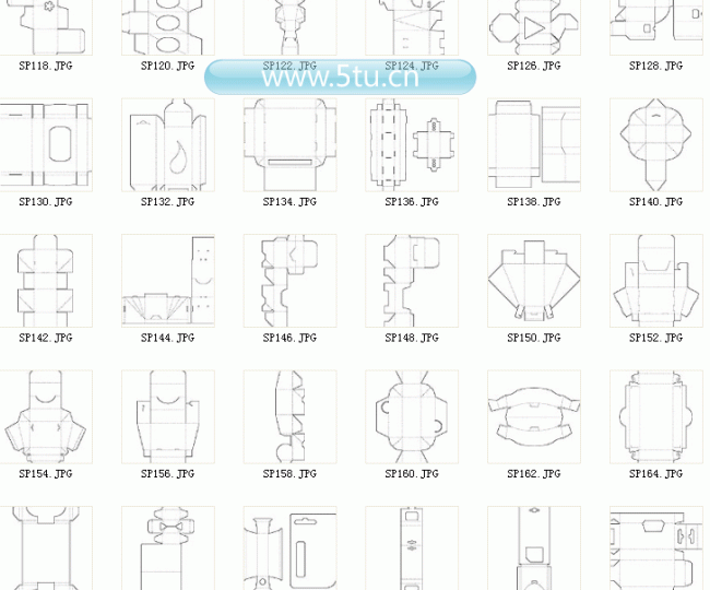 160款包装平面展开图刀模