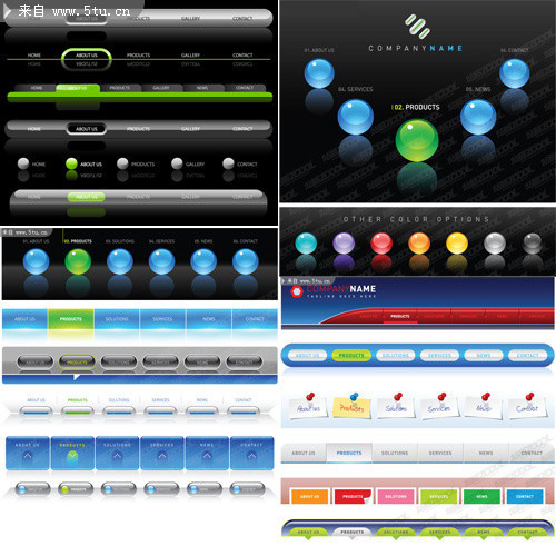 5套矢量网页导航菜单