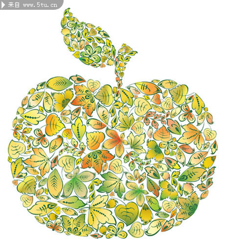 树叶组成的苹果图形