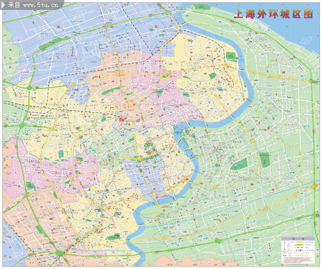 上海外环城区图 上海市地图