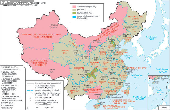 中国版图 英文矢量版_地图集_交通地理_矢量素材_百图汇