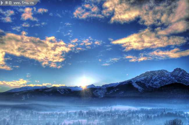 冬季落日美景图片