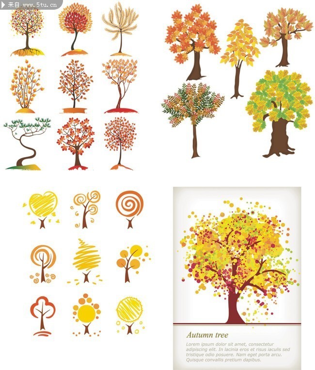 秋天树木矢量素材 树木图案设计
