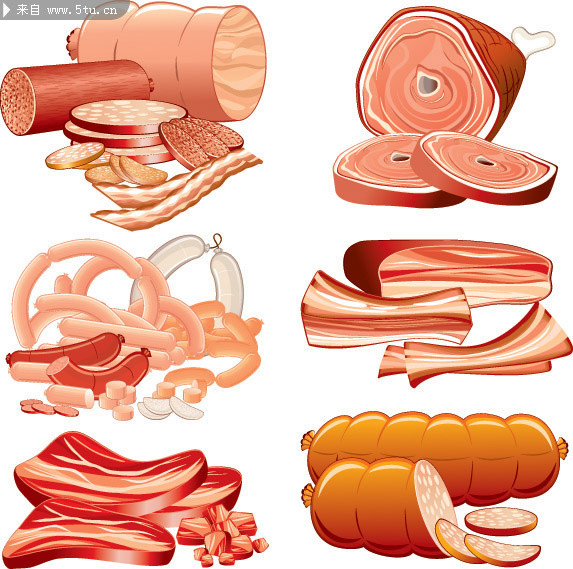 肉片与火腿矢量图