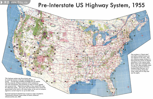 1955年版美国地图图片