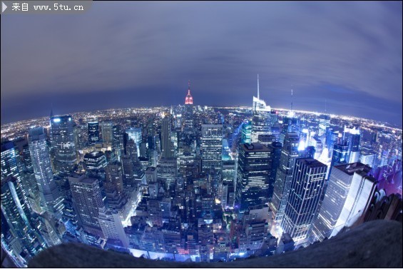美国纽约夜色全景图片
