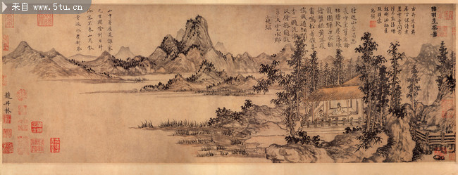 陆羽烹茶图 元代赵原山水画作品