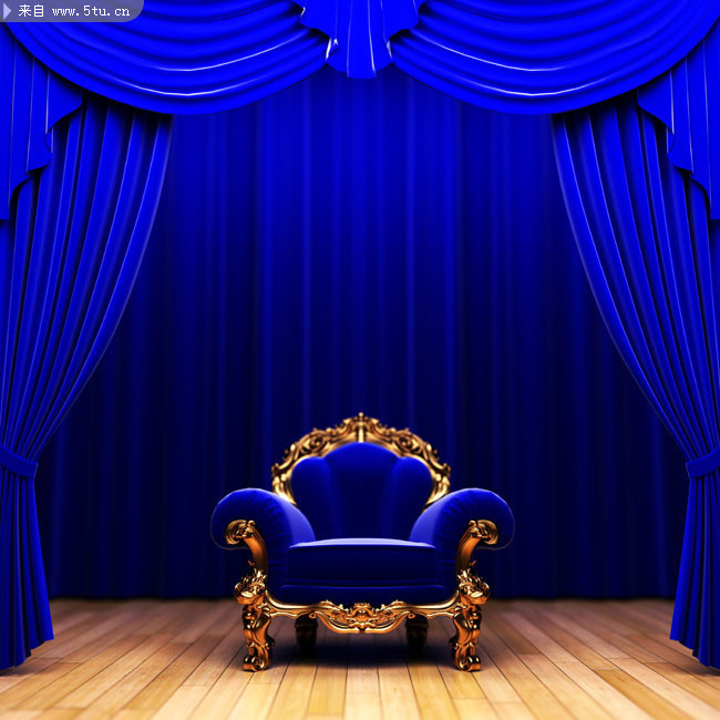 高清舞台设计图片 蓝色幕布