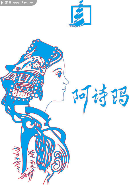 图片素材描述: 女人头像 人物绘画 少数民族 云南女子