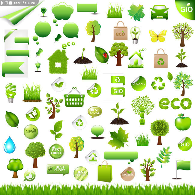 绿色标签矢量图 环保图标素材