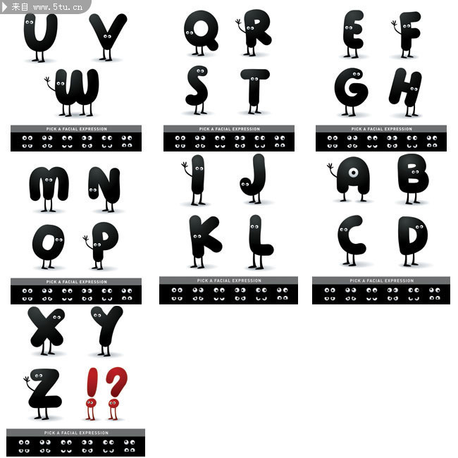 卡通英文字母图片 眼睛图案 