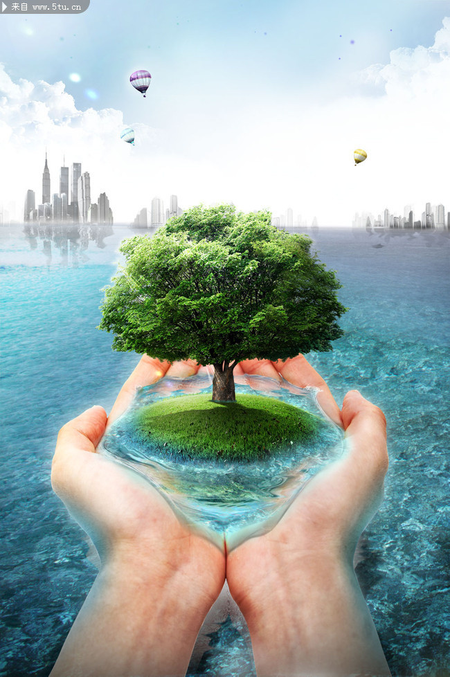 保护树木宣传画 保护环境海报模板