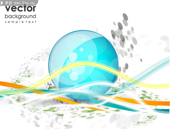 动感曲线背景 蓝色玻璃球图案