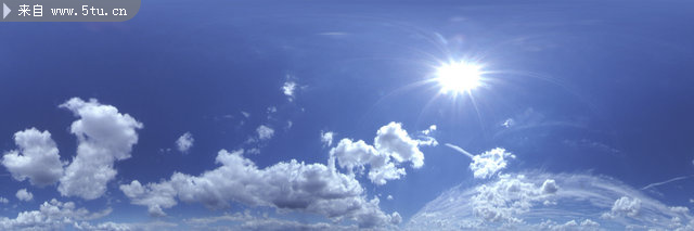 天空的太阳图片 蓝天白云背景