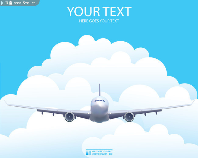 飞机矢量素材 白云背景图片