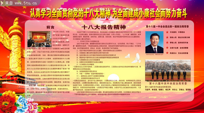 党的十八大报告精神展板 -建党节