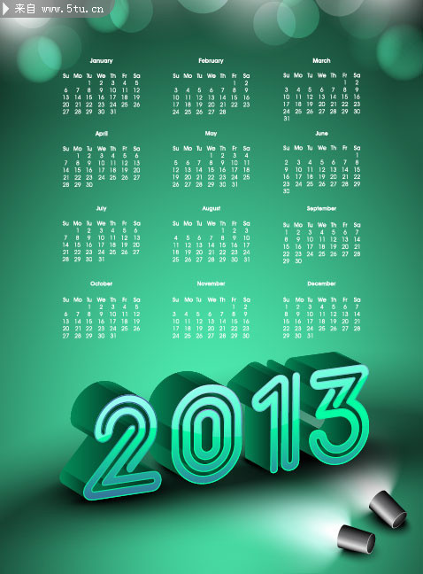 2013年日历表矢量素材 