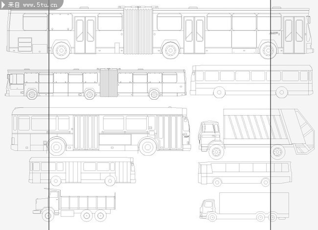大巴线描图 公共汽车矢量图
