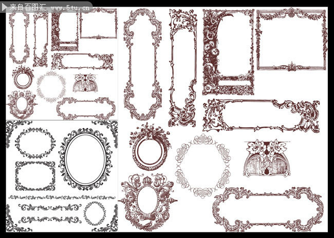 欧式边框花纹矢量图