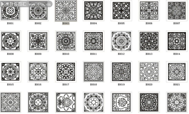 古典花纹印模素材 传统花纹矢量图