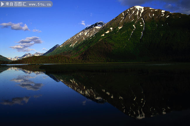 湖泊大山风景图片