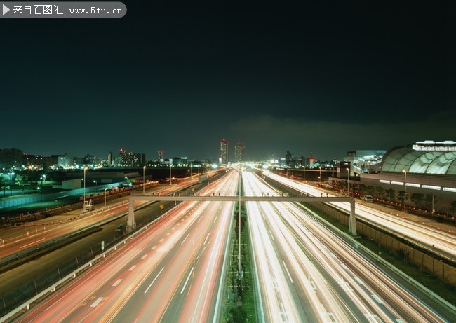 城市车流灯光图片 马路景观