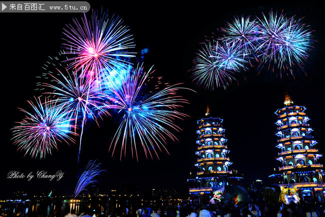 喜庆烟花夜景图片素材