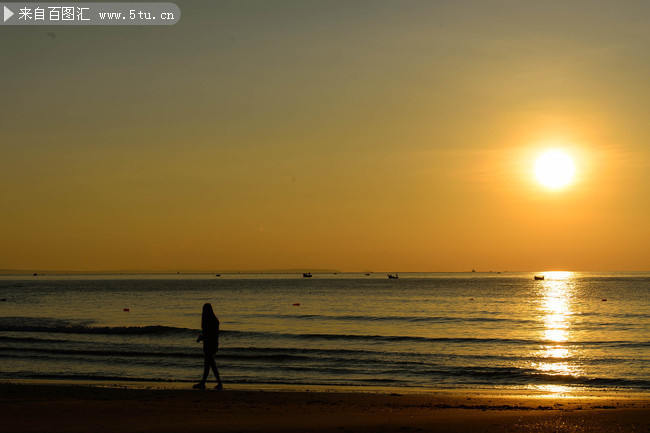 大海夕阳景色素材图片