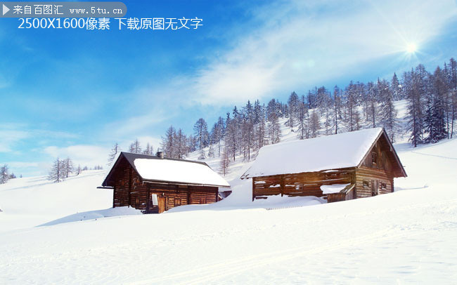 冬天雪屋风景图片