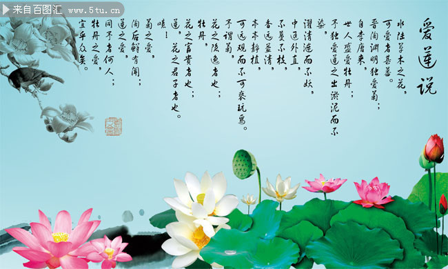 爱莲说装饰画图片素材,主题为莲花图片,可用作荷花背景,莲花,荷塘月色