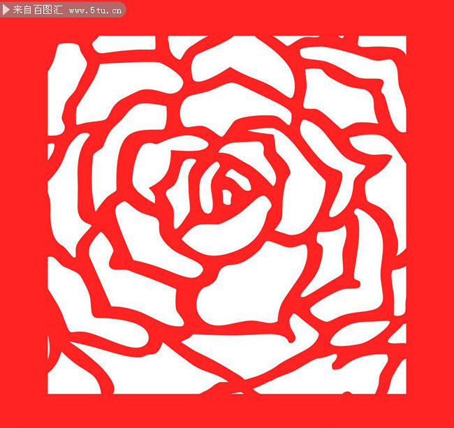 玫瑰花镂空隔断雕刻花纹 其它框纹 百图汇素材网