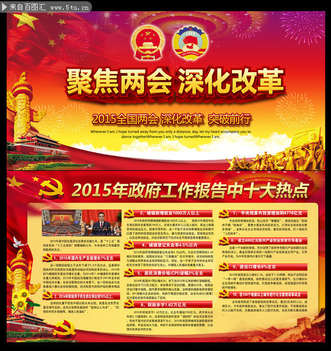 聚焦2015两会深化改革展板 _展板展架_设计源