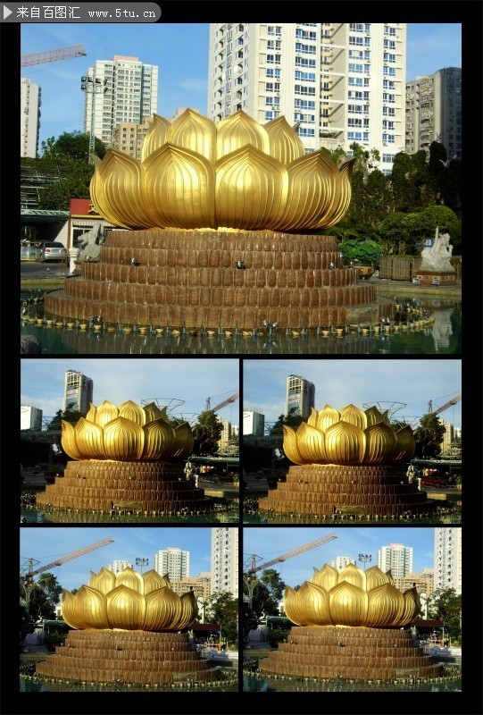 金色莲花雕塑摄影