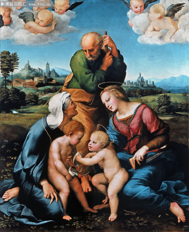 圣家庭与圣伊丽莎白和圣约翰油画
