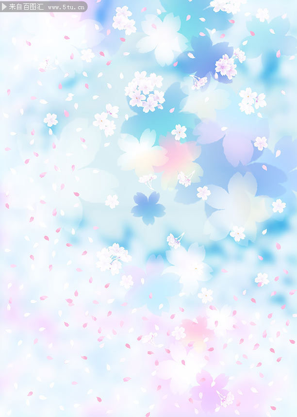 淡蓝色樱花图案墙纸图片