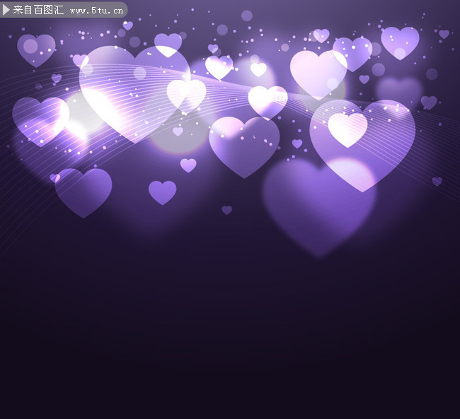 紫色梦幻爱心矢量