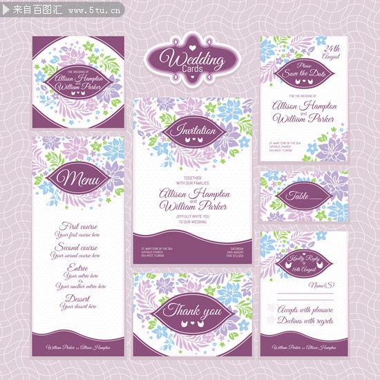 紫色婚礼主题卡片