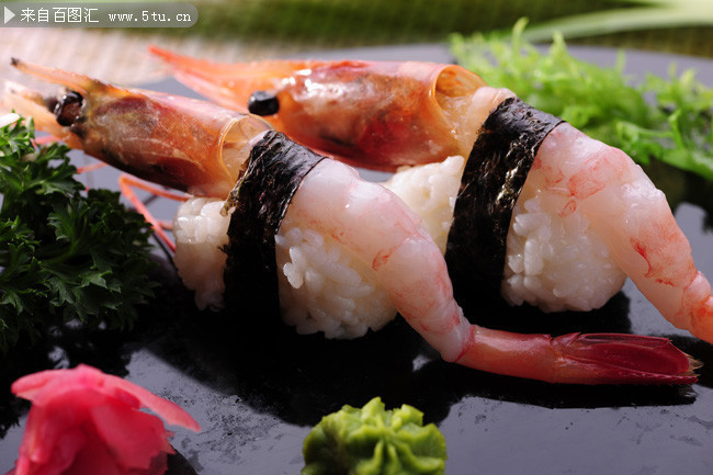 美味鲜虾刺身寿司摄影