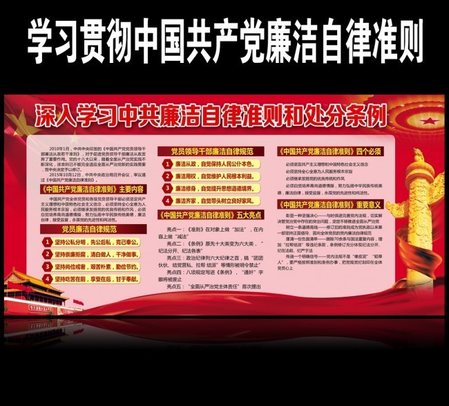 学习贯彻中国共产党廉洁自律准则宣传展板