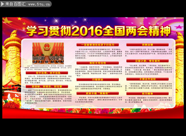 学习贯彻2016全国两会精神宣传展板