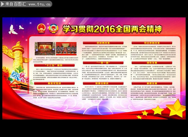 贯彻落实2016全国两会精神宣传图