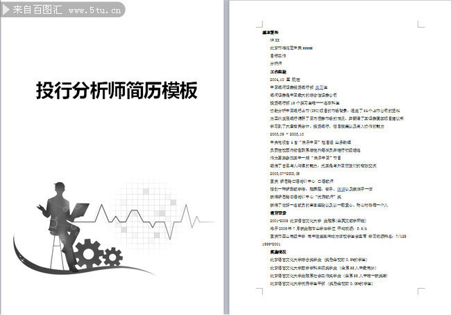 投资顾问简历模板