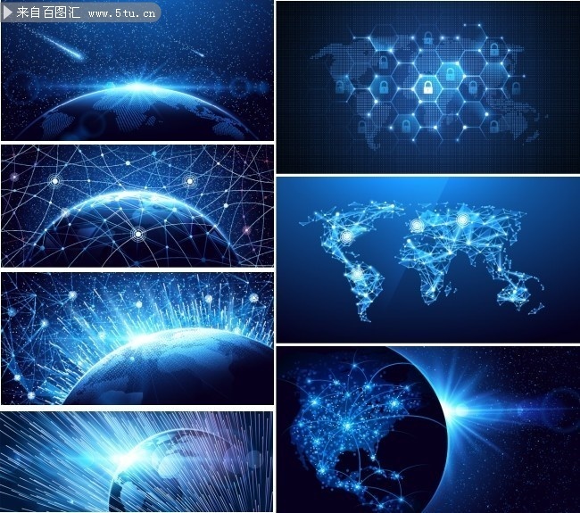 地球网络科技矢量背景图片