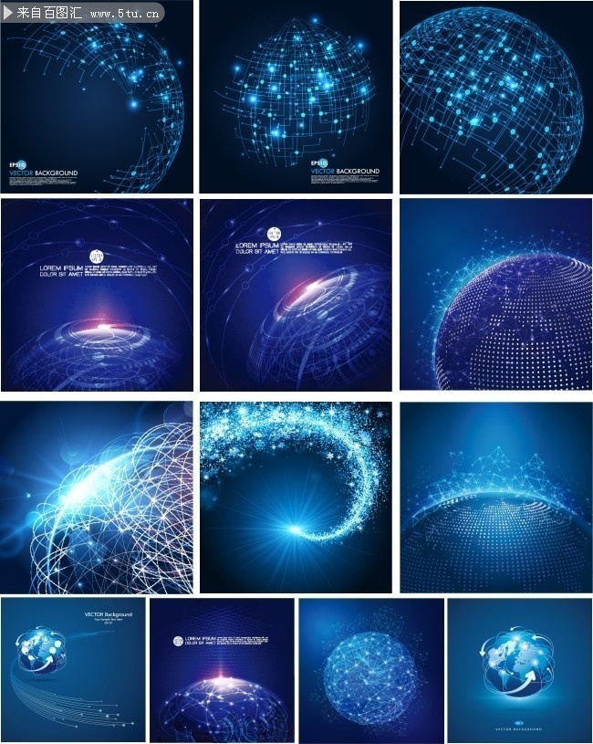 蓝色地球科技背景矢量图片素材