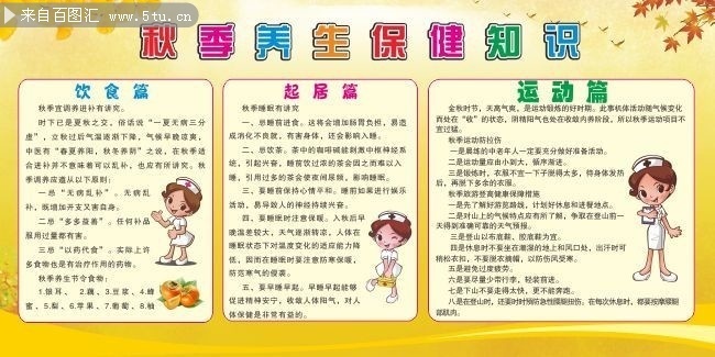 秋季养生保健知识宣传栏图片素材