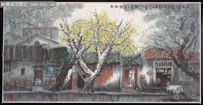 国画装饰画 京城胡同小景_近现代_祝林恩 