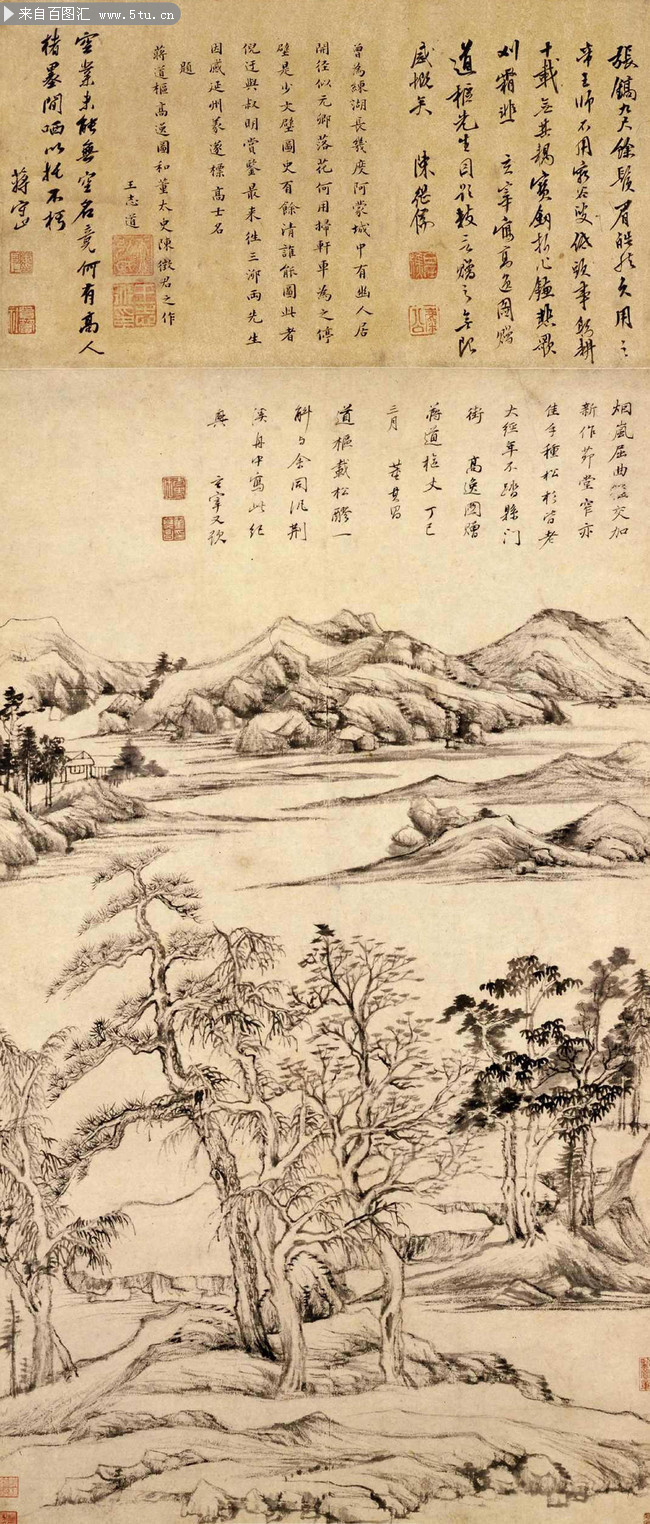 山水古画 高逸图_明 _董其昌 