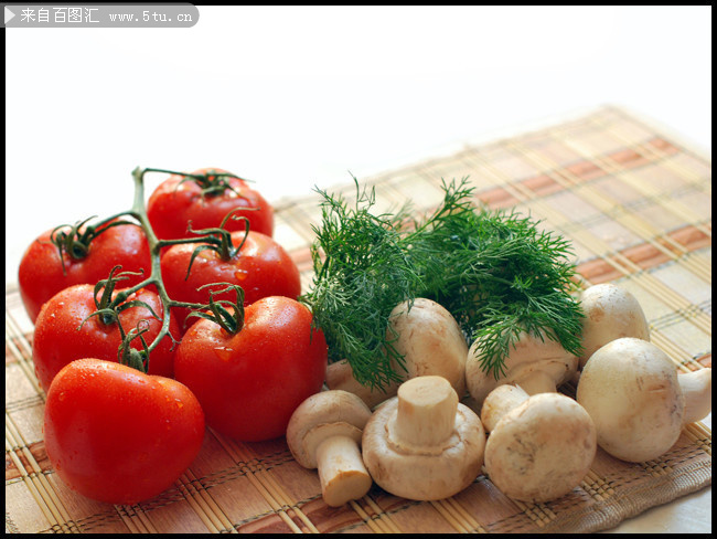 番茄与蘑菇蔬菜摄影图片素材
