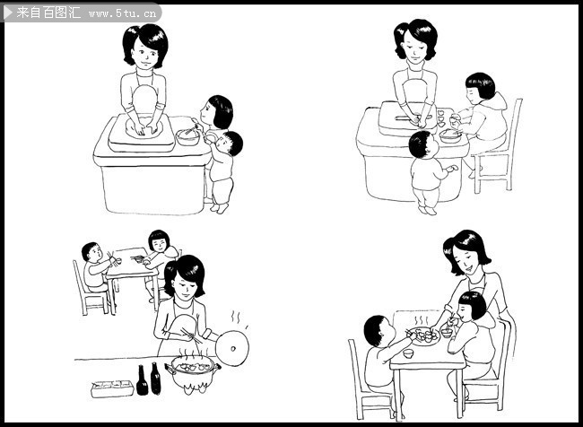 包饺子漫画图片素材